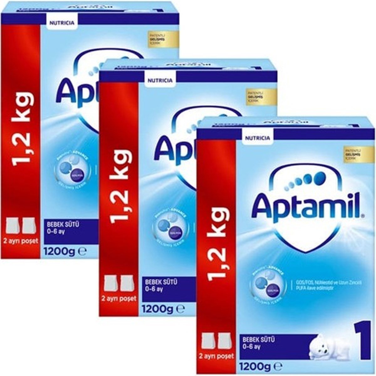 Aptamil 1 1200 gr Mega Size 3'Lü Paket Bebek Sütü 0-6 Ay