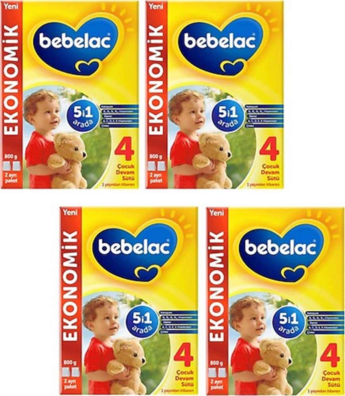 Bebelac 4 Çocuk Devam Sütü 1 Yaş+ 800 gr 4 Adet