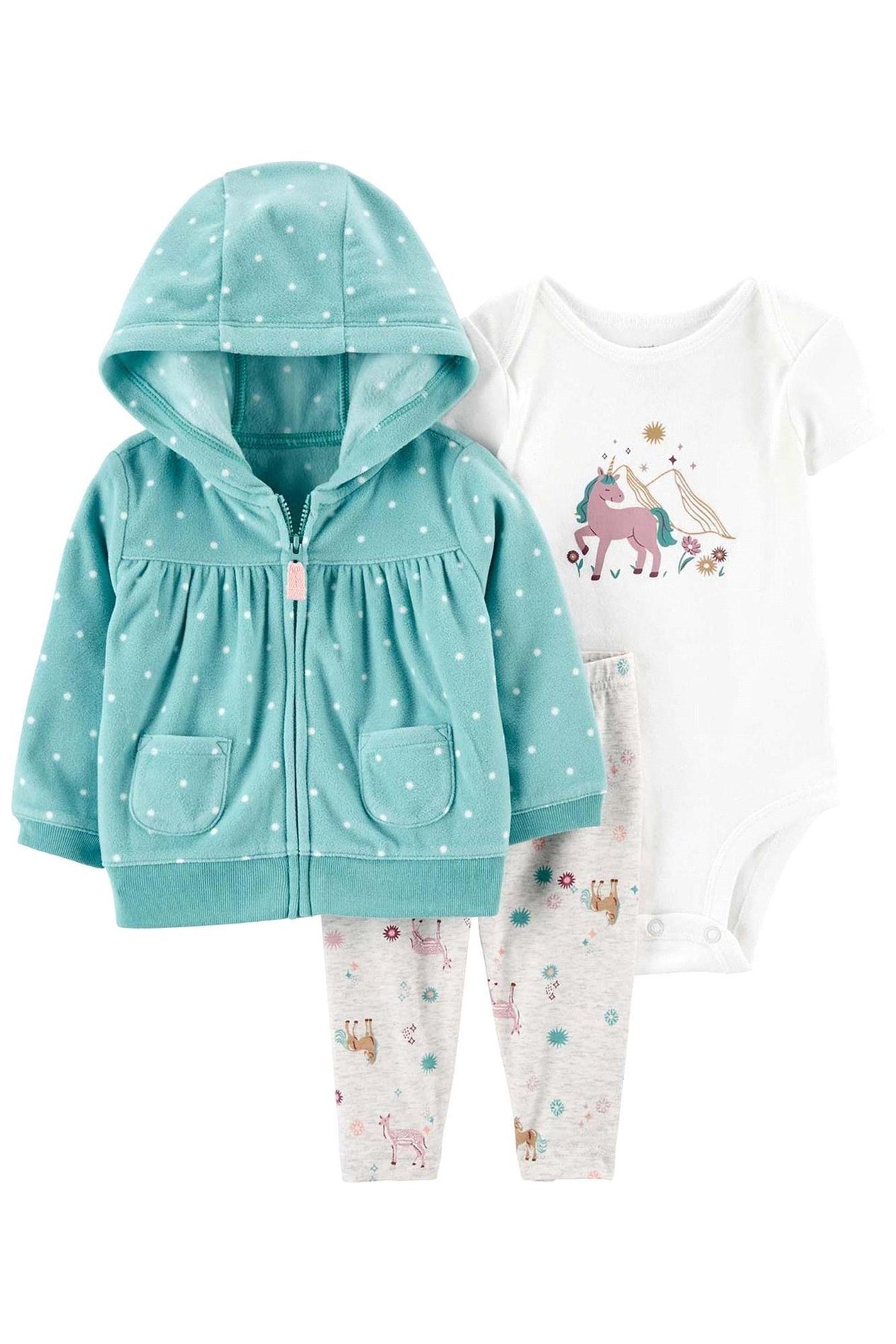 Carter's Kız Bebek 3'lü Hırkalı Set Turkuaz 1P814810