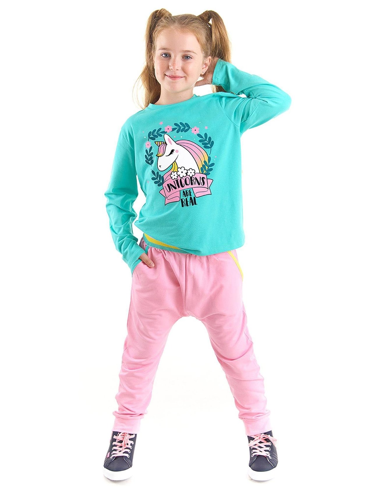Denokids Kız Çocuk Real Unicorn Tshirt Pantolon Takım Cff-22S1-065