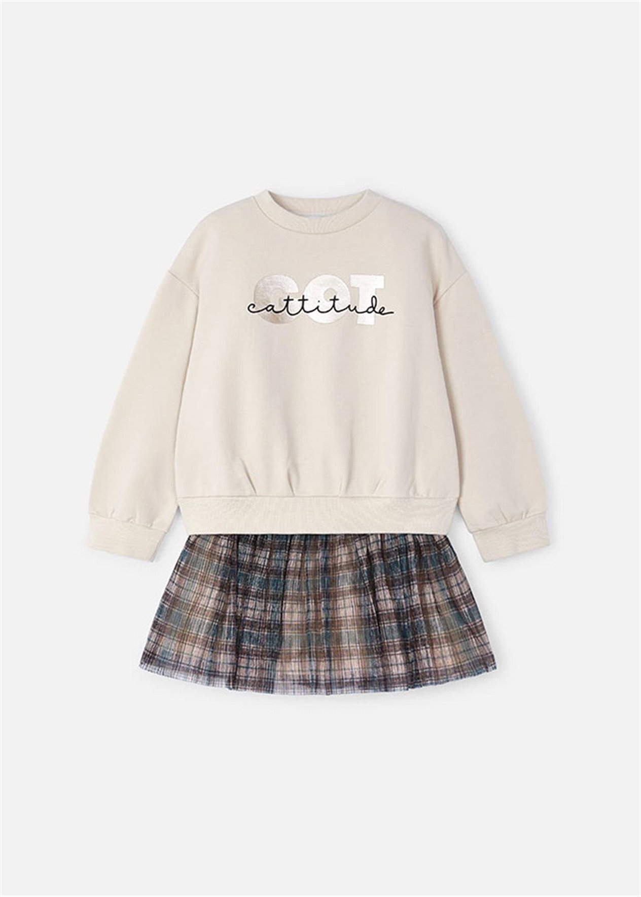 Mayoral Kız Çocuk Sweat Tül Etek Set Bej 4937