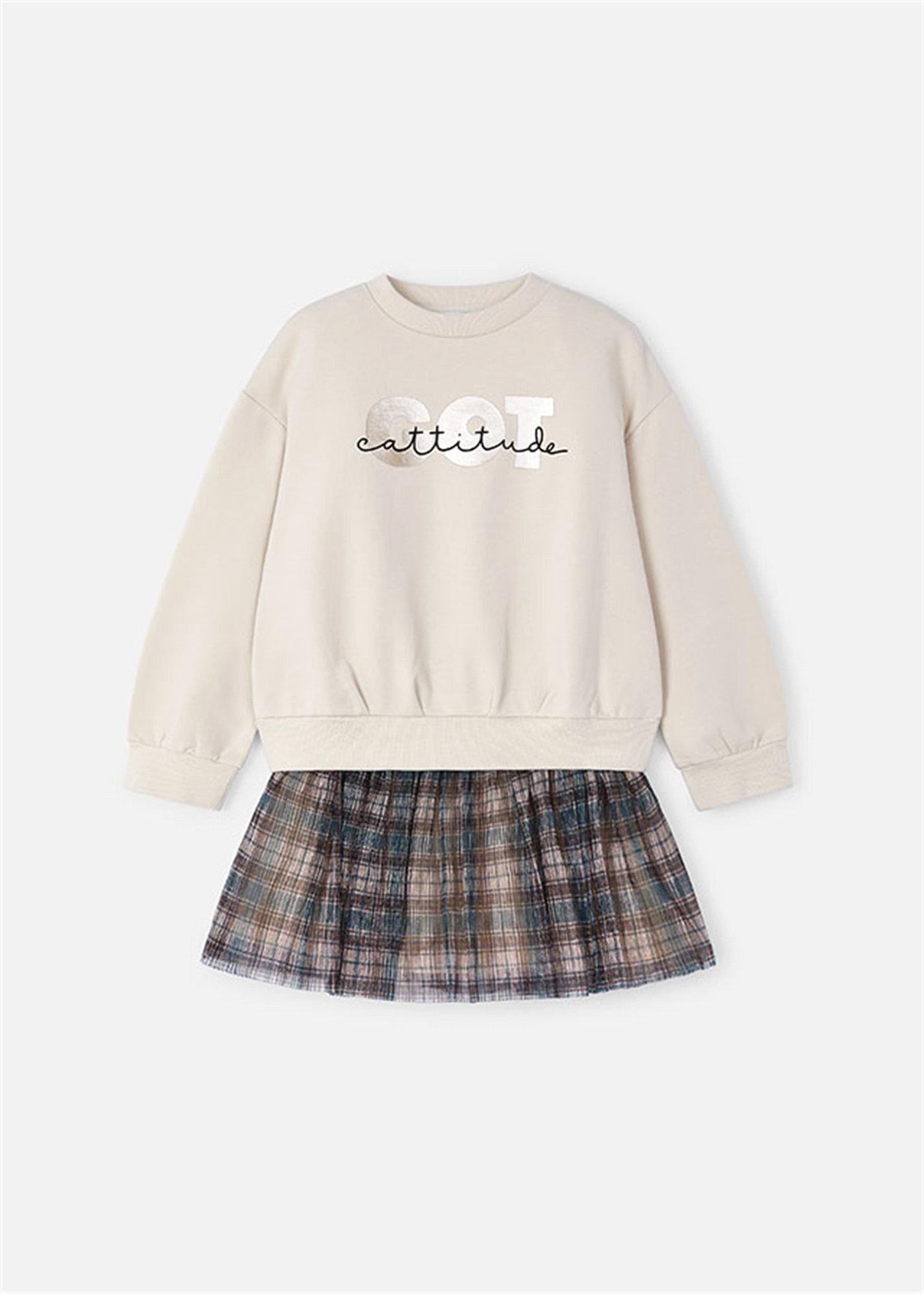 Mayoral Kız Çocuk Sweat Tül Etek Set Bej 4937