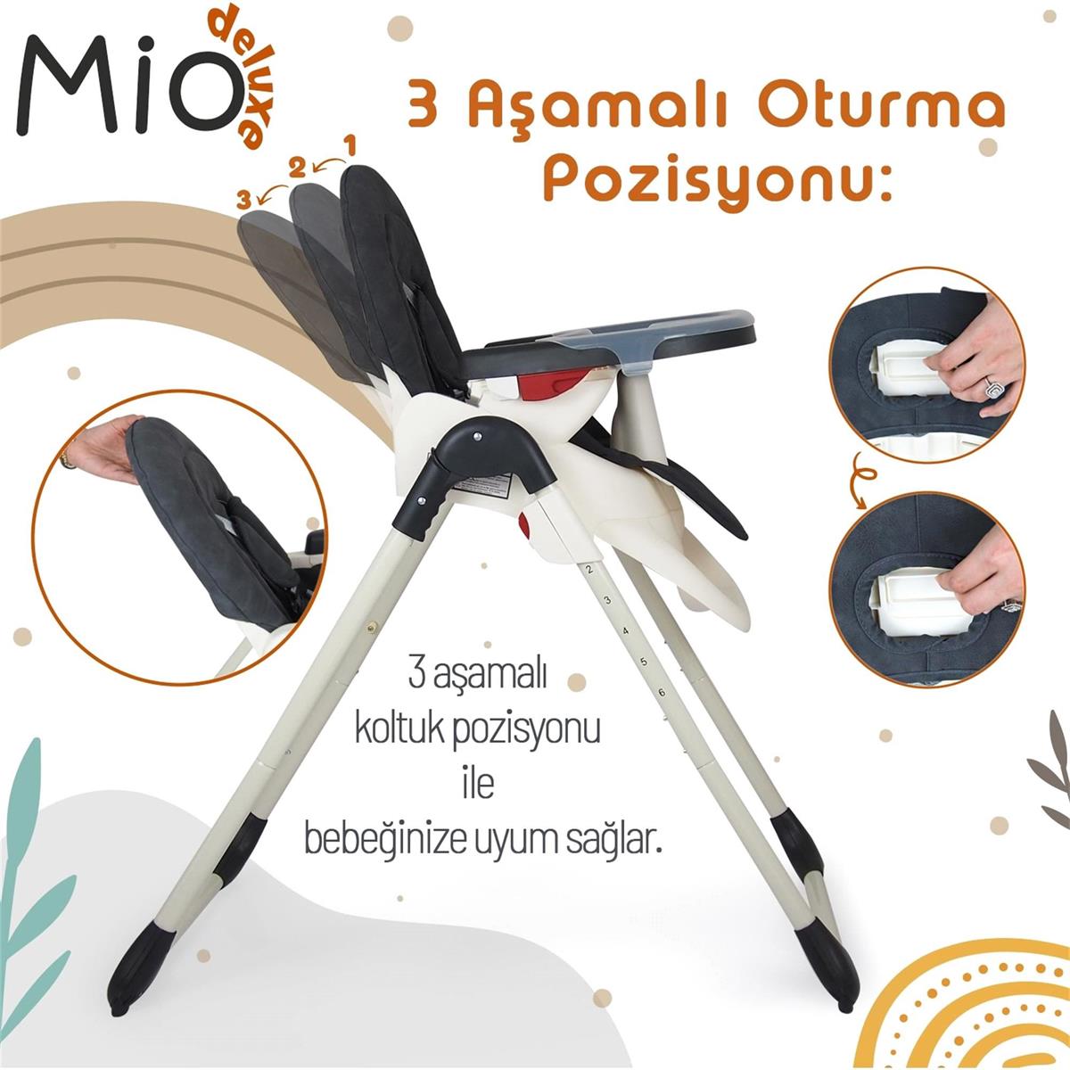 Prego 3032 Mio Deluxe Mama Sandalyesi Gri