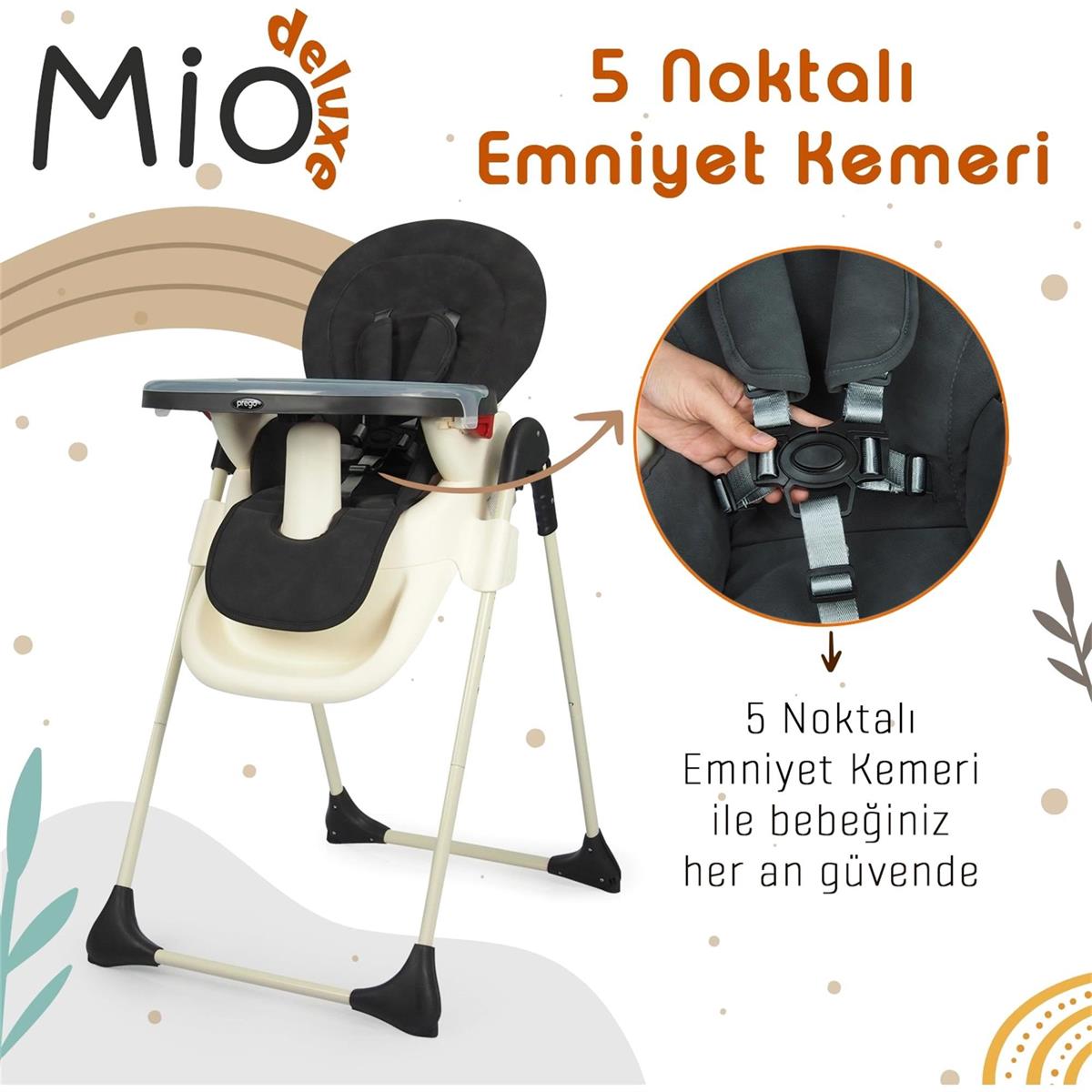 Prego 3032 Mio Deluxe Mama Sandalyesi Gri