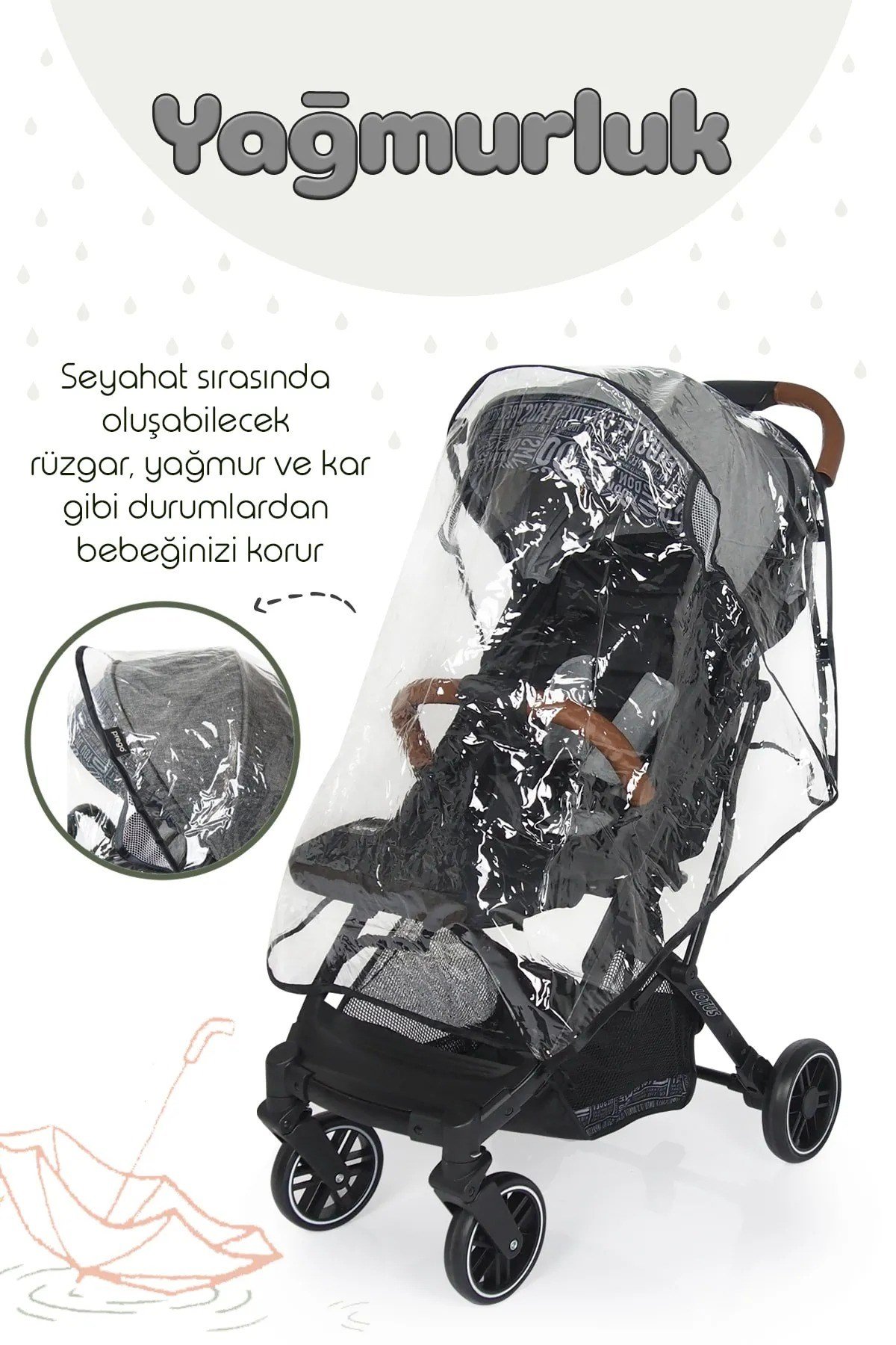 Prego Lotus Katlanabilir Kabin Boy Travel Bebek Arabası Gri 2033
