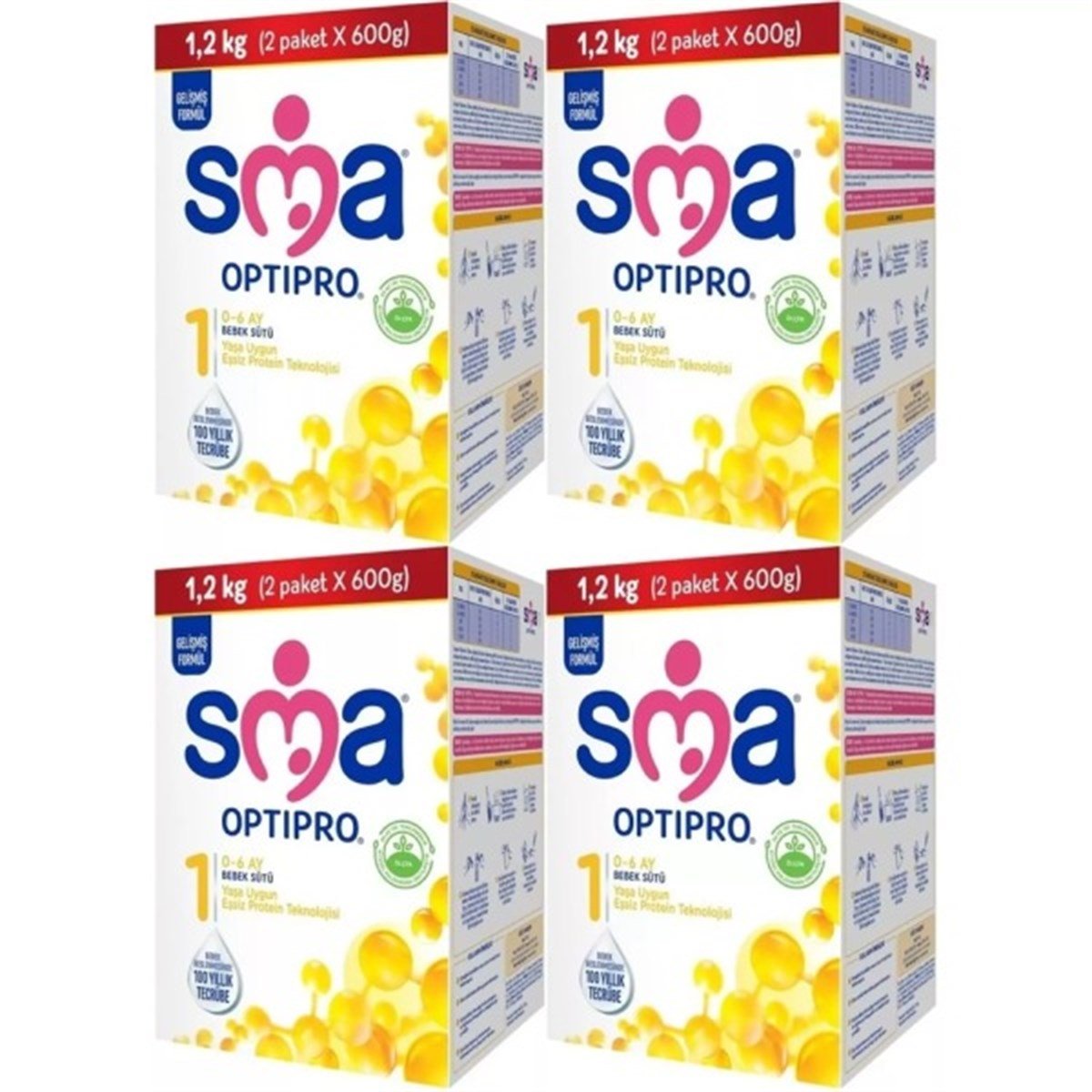 SMA Optipro 1 Probiyotik Bebek Sütü 1200 gr 4 Adet