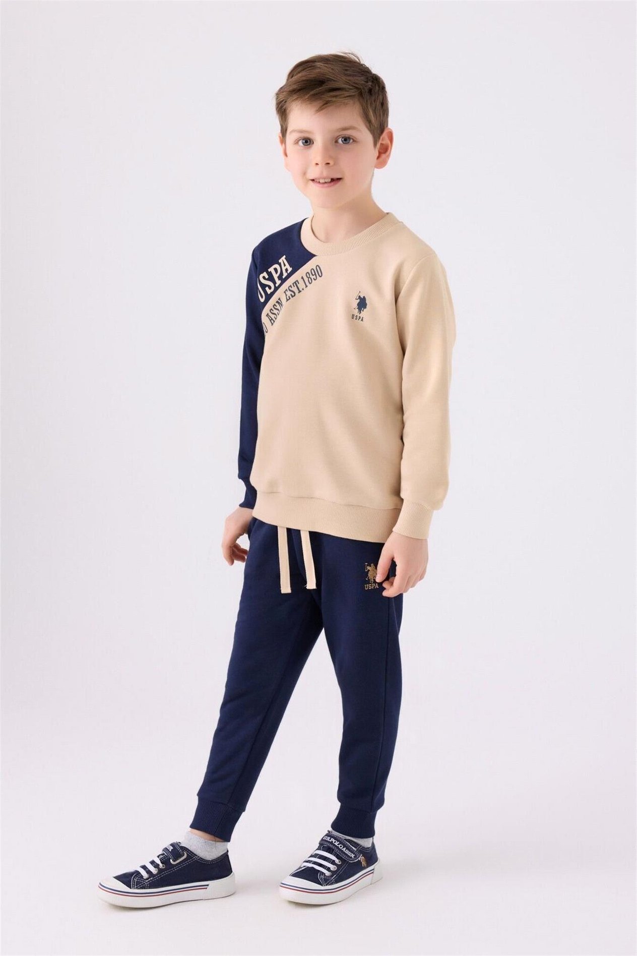 U.S. Polo Assn Erkek Çocuk Eşofman Takımı Bej US1921-4