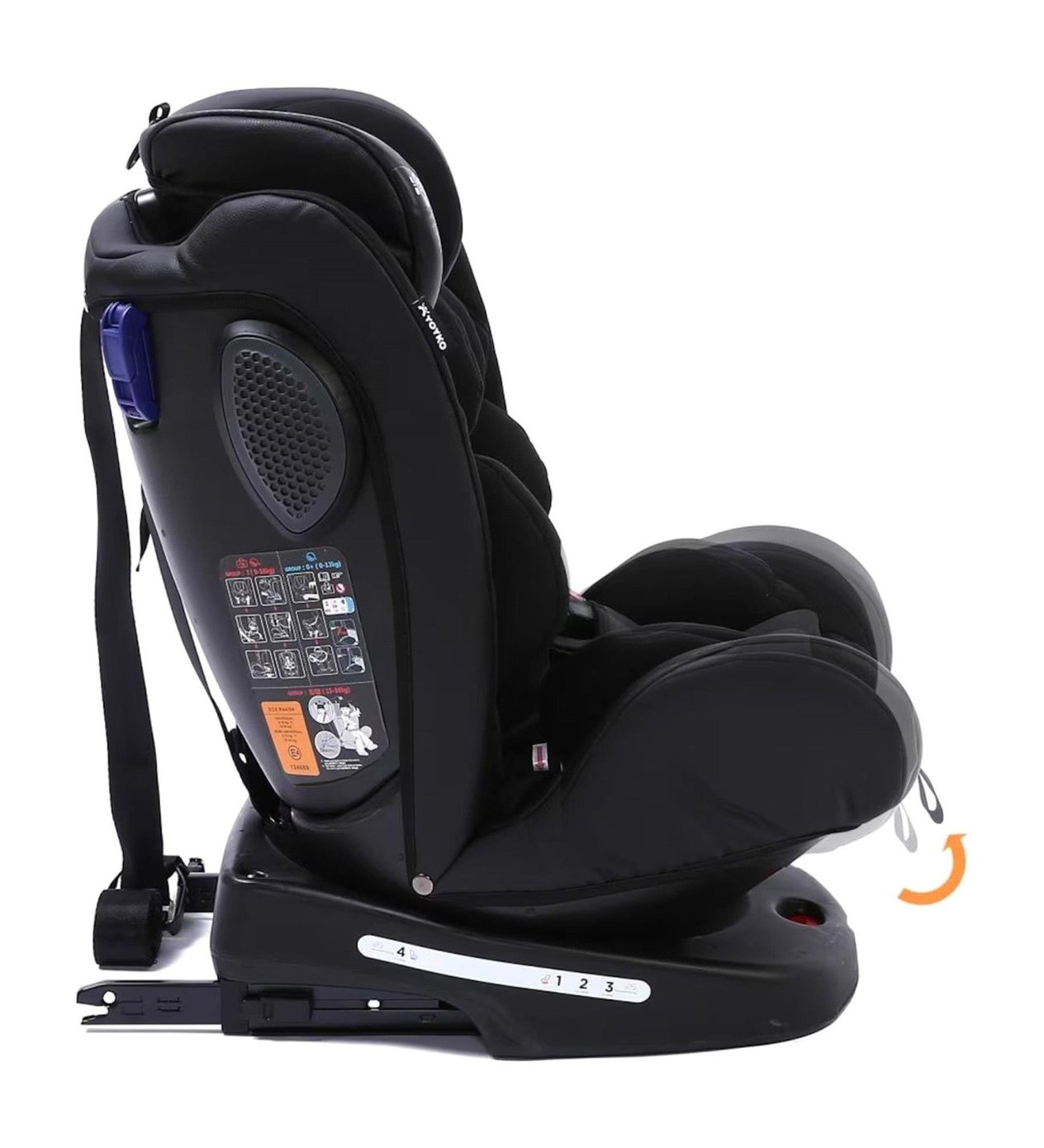 Yoyko Ultimate 360 ° Dönebilir Yatabilir 0-36 Kg Deri Oto Koltuğu ISOFIX/SIP/LATCH Siyah