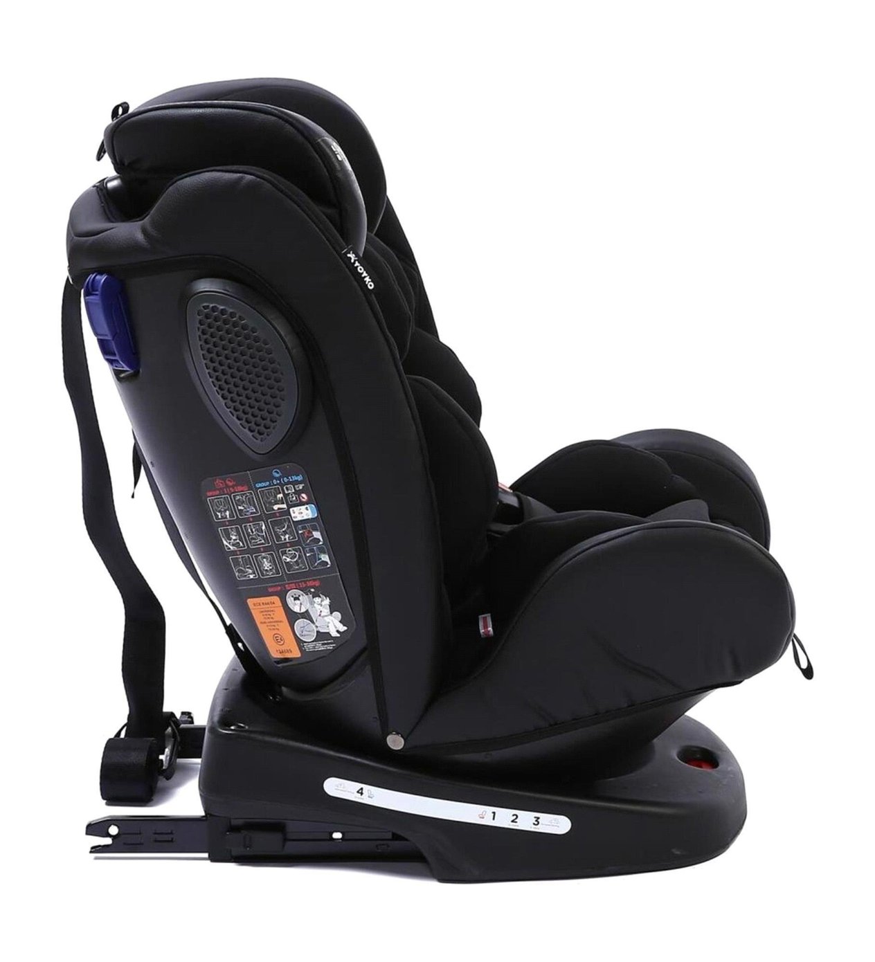 Yoyko Ultimate 360 ° Dönebilir Yatabilir 0-36 Kg Deri Oto Koltuğu ISOFIX/SIP/LATCH Siyah
