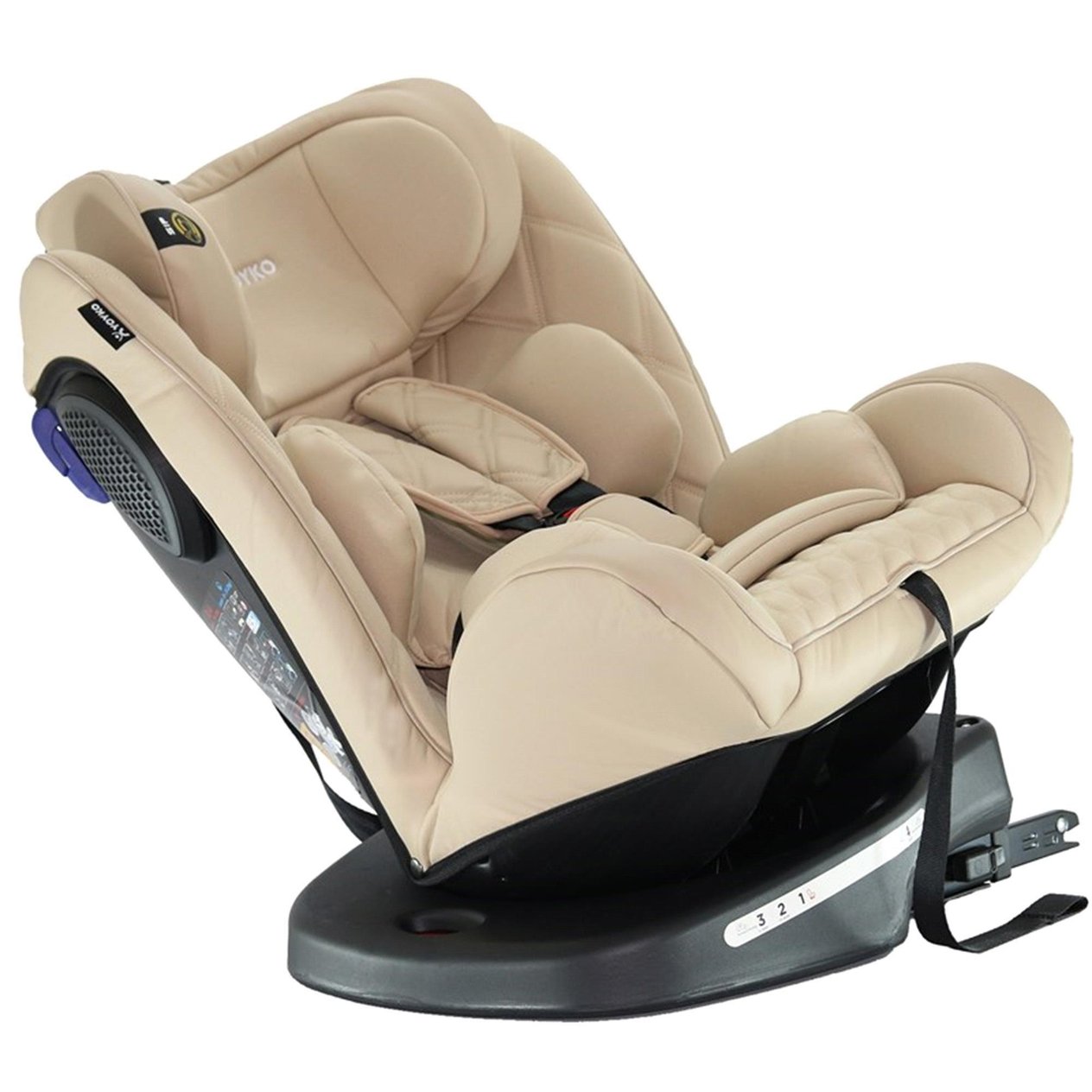 Yoyko Ultimate 360 ° Dönebilir Yatabilir 0-36 Kg Deri Oto Koltuğu ISOFIX/SIP/LATCH Krem