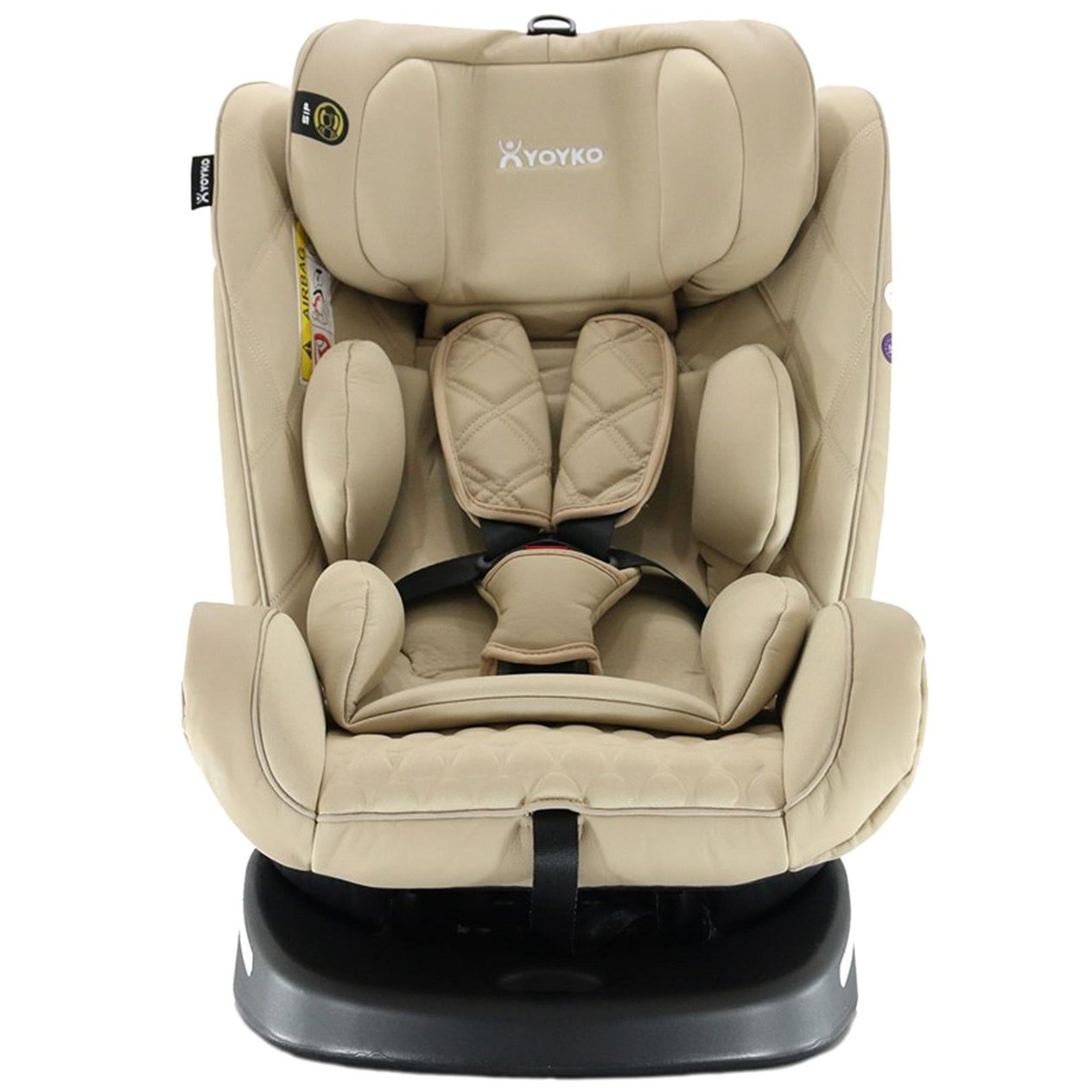 Yoyko Ultimate 360 ° Dönebilir Yatabilir 0-36 Kg Deri Oto Koltuğu ISOFIX/SIP/LATCH Krem