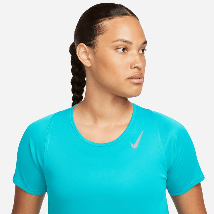 Nike Df Race Top Ss Bisiklet Yaka Normal Kalıp Düz Kadın Üstü