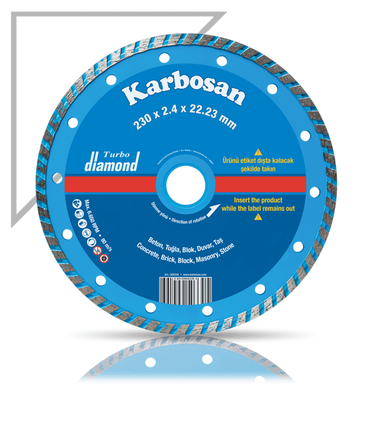 Karbosan 115 x 2.0 x 22.23 Turbo Elmas Kesici Disk (50310)