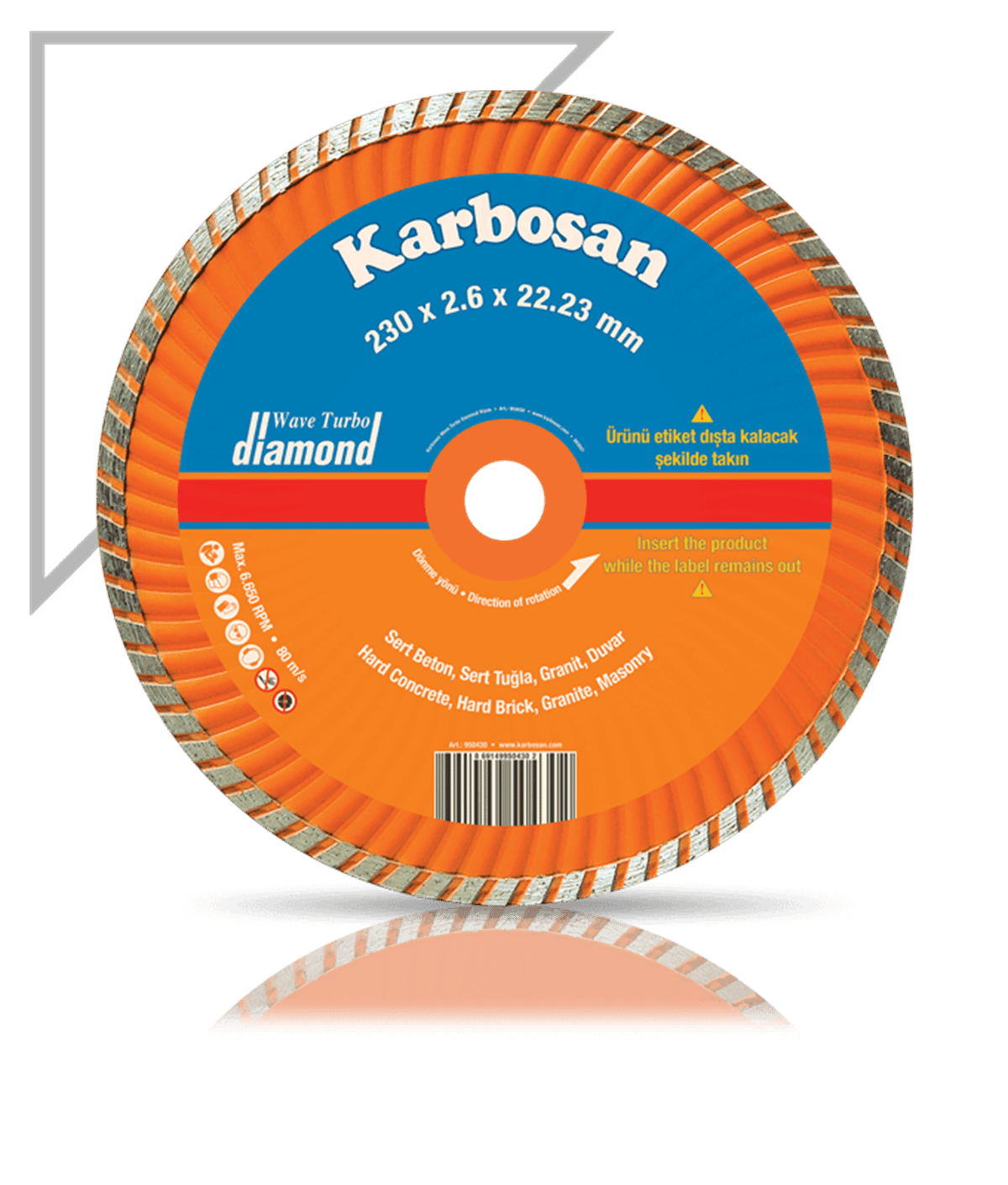 Karbosan 230 x 2.6 x 22.23 Turbo Kanallı Elmas Kesici Disk (50430)