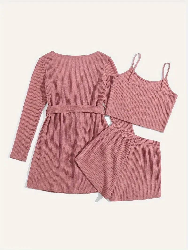 Bella Notte Gül Kurusu Pamuklu 3 Parça Sabahlık ve Pijama Takımı 7599