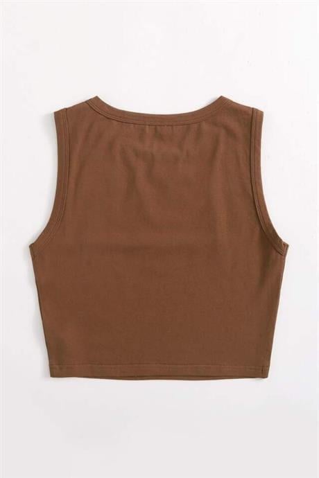 Bella Notte Kahverengi Kalın Askılı Crop BN6572K