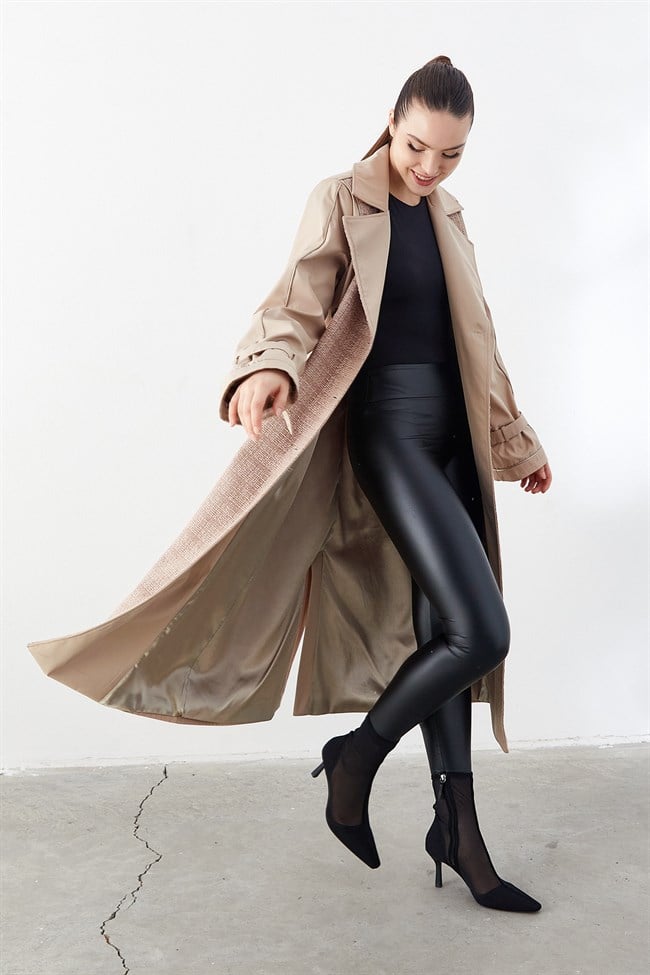 Kruvaze Yaka Trench Coat Vizon