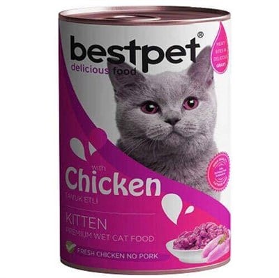 Bestpet Soslu Parça Tavuk Etli Konserve Yetişkin Kedi Maması 415 G