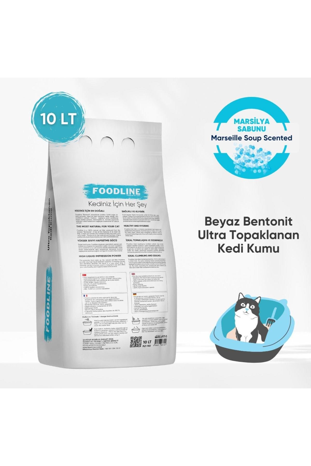 Foodline Marsilya Sabunu Kokulu İnce Taneli Bentonit Topaklanan Kedi Kumu 10 Lt