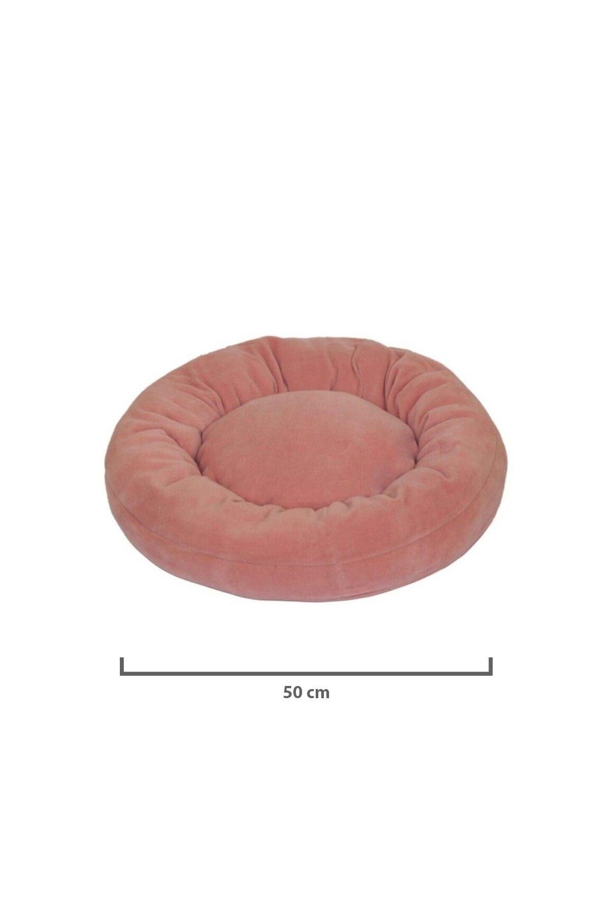 Pribor Kedi Tırmalama Tahtası 40 Cm Ve Kedi Simit Yatağı 50 Cm Çap Polar 2' Li Set Pembe-açık Pembe