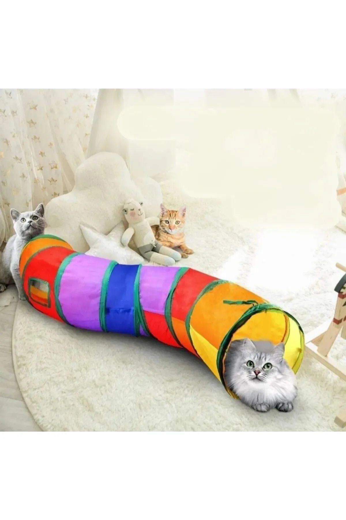 Pribor Kıvrımlı Model Evcil Hayvan Gökkuşağı Katlanabilir Kedi Oyun Tüneli