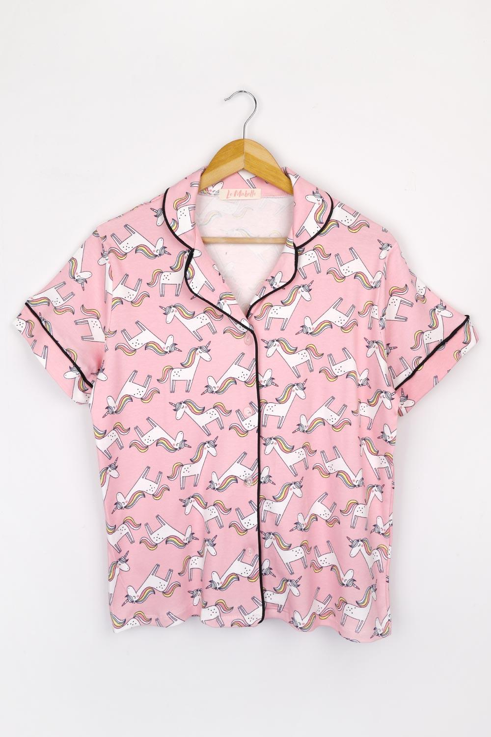 Açık Pembe Unicorn Penye Kadın Pijama Takımı