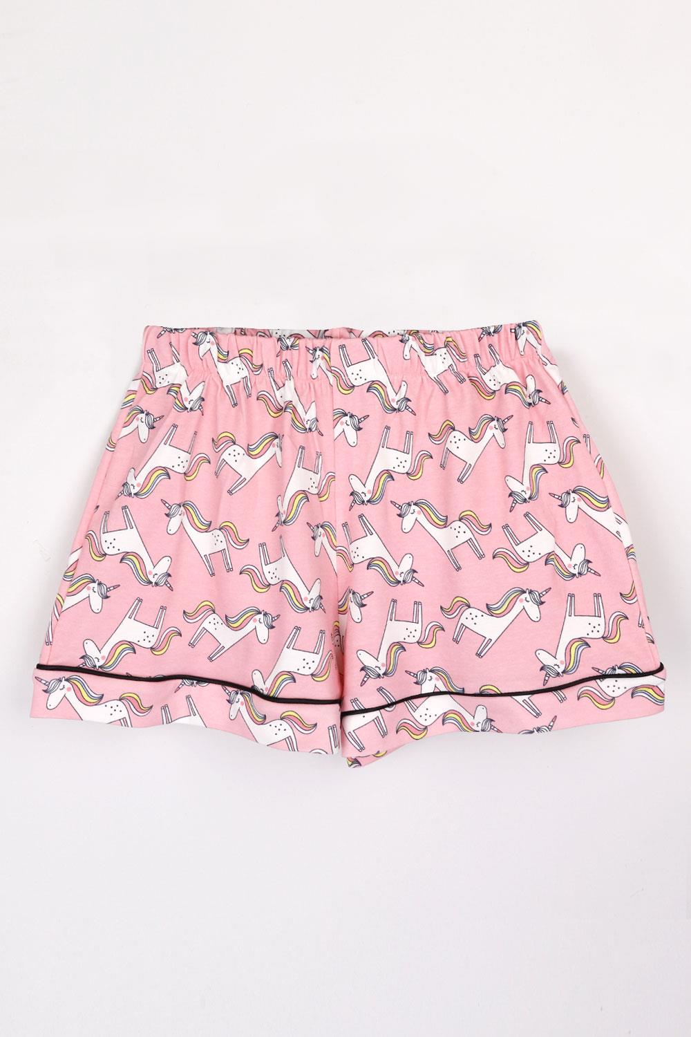 Açık Pembe Unicorn Penye Kadın Pijama Takımı