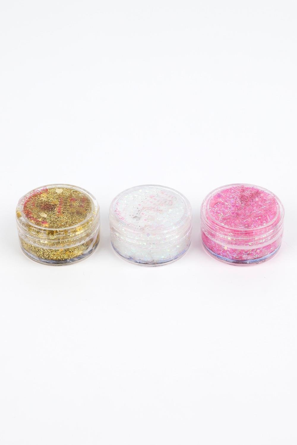 Altın-Pembe-Beyaz  Glitter Simli Kız Çocuk Jel Far