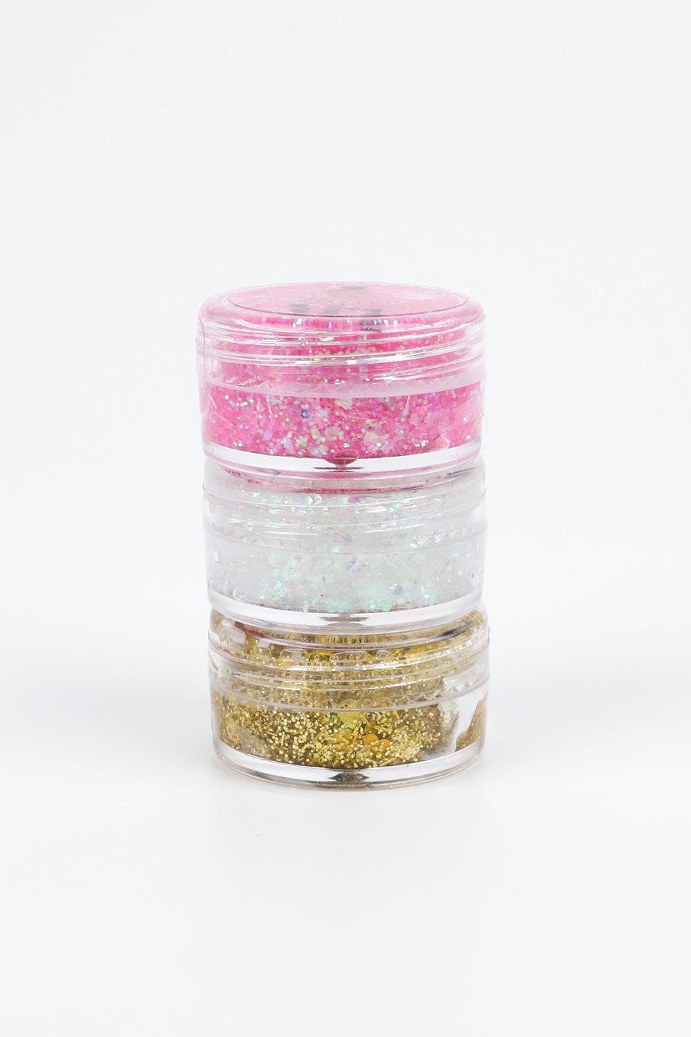 Altın-Pembe-Beyaz  Glitter Simli Kız Çocuk Jel Far