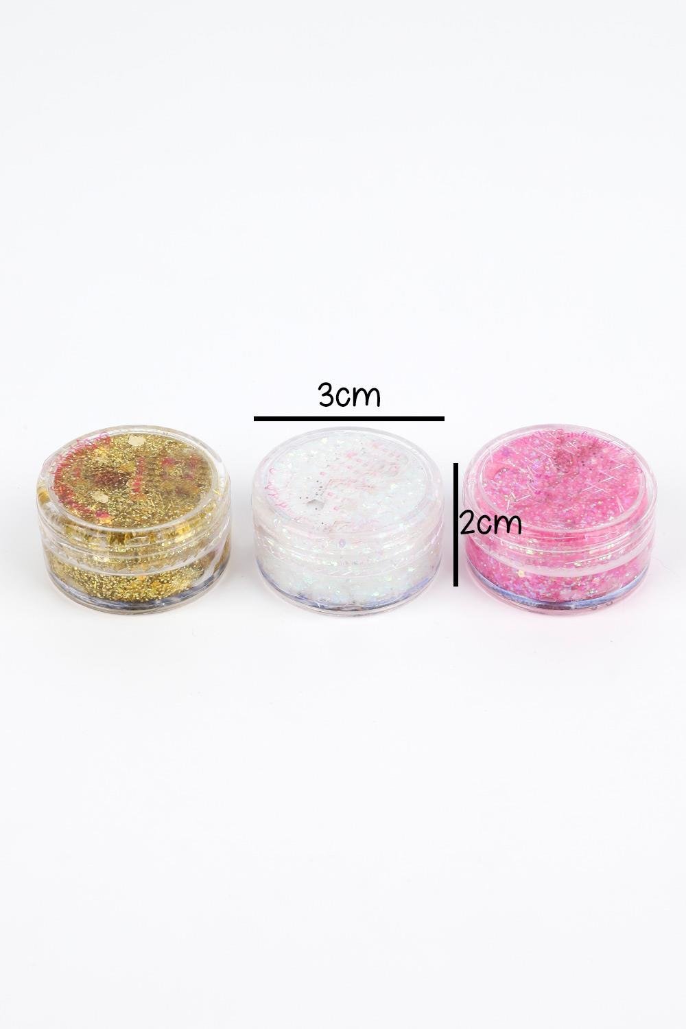 Altın-Pembe-Beyaz  Glitter Simli Kız Çocuk Jel Far