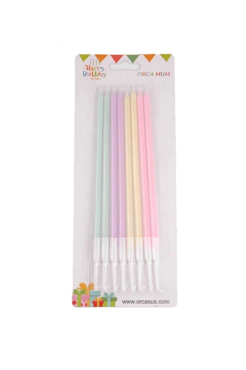 Çok Renkli  8li Makaron Mum
