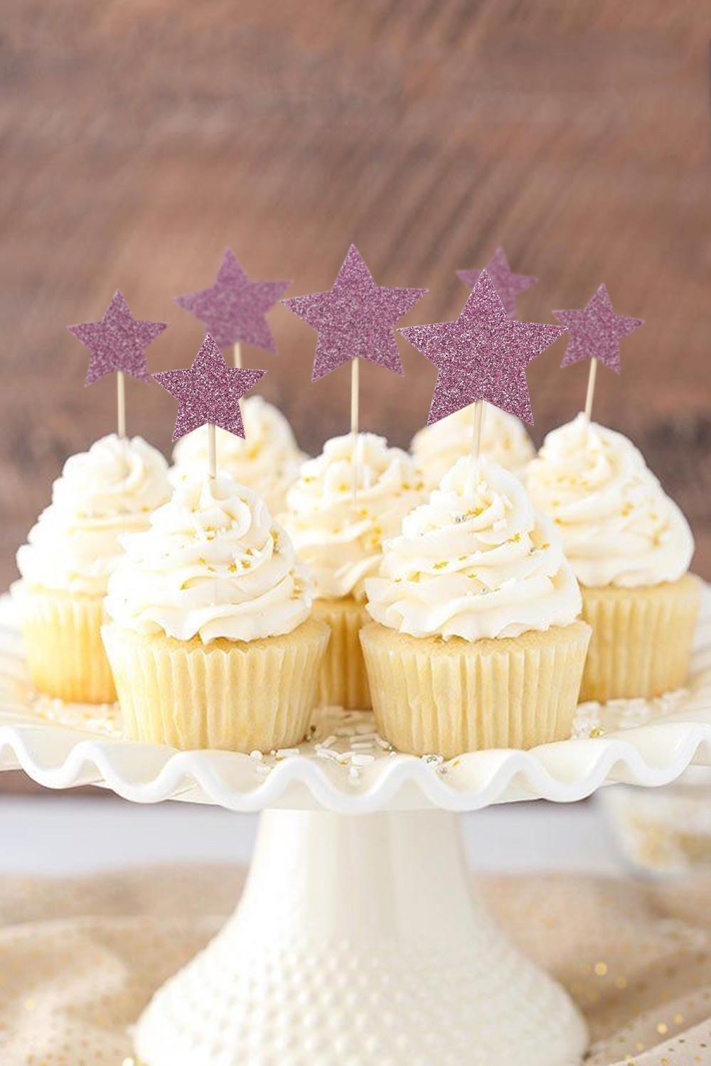Lila  Happy Birthday Yıldız Pasta Süsü