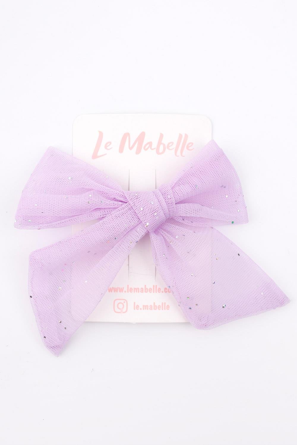 Lila  Simli Tül Fiyonk Kız Çocuk Klips Toka