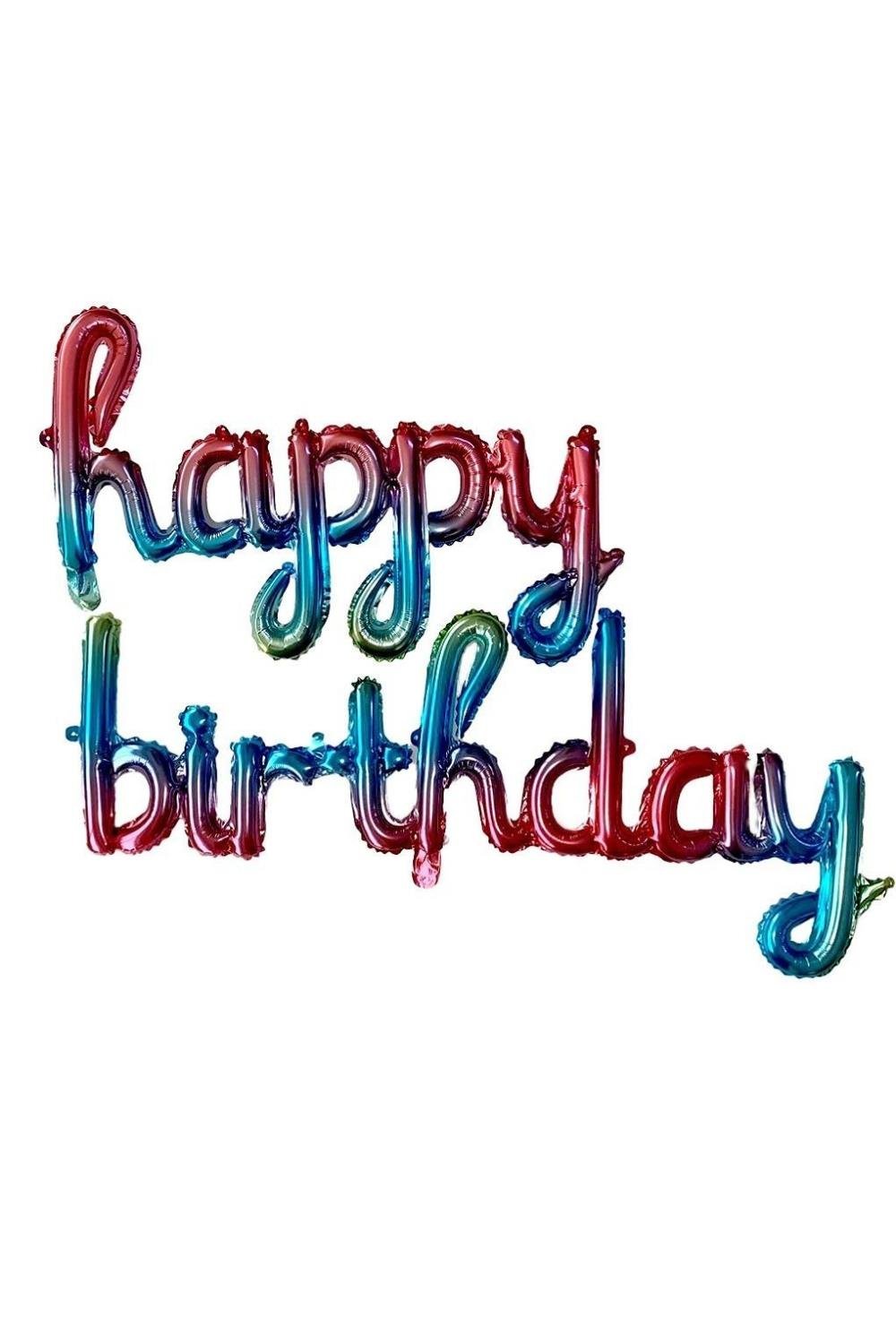 Lila Tonları El Yazısı Happy Birthday Balon