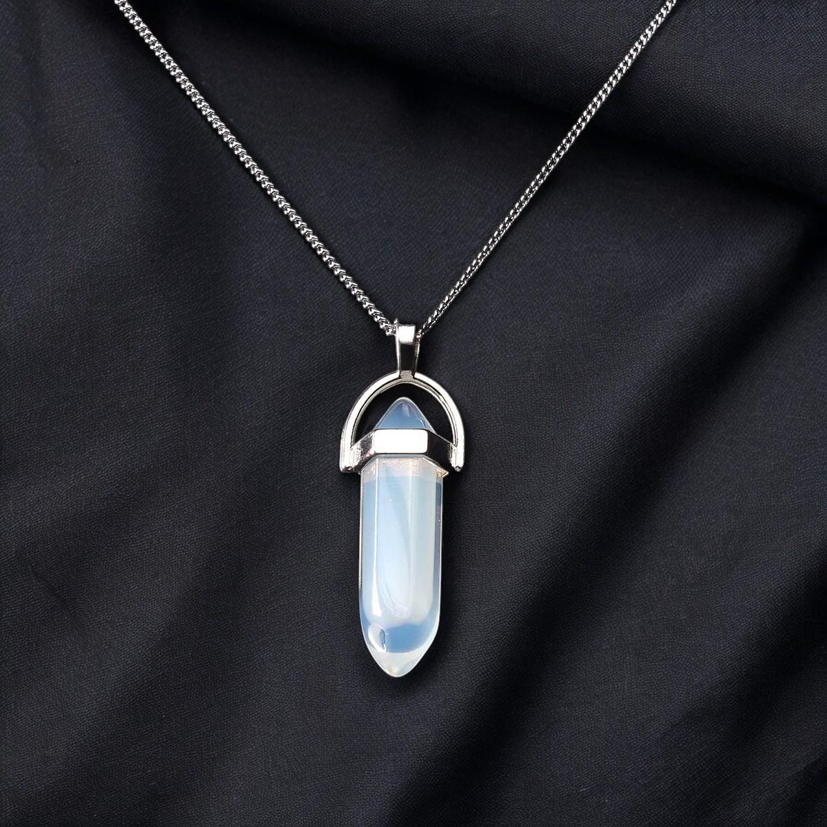 Kalem Kesim Cam Opal Taşı Kolye