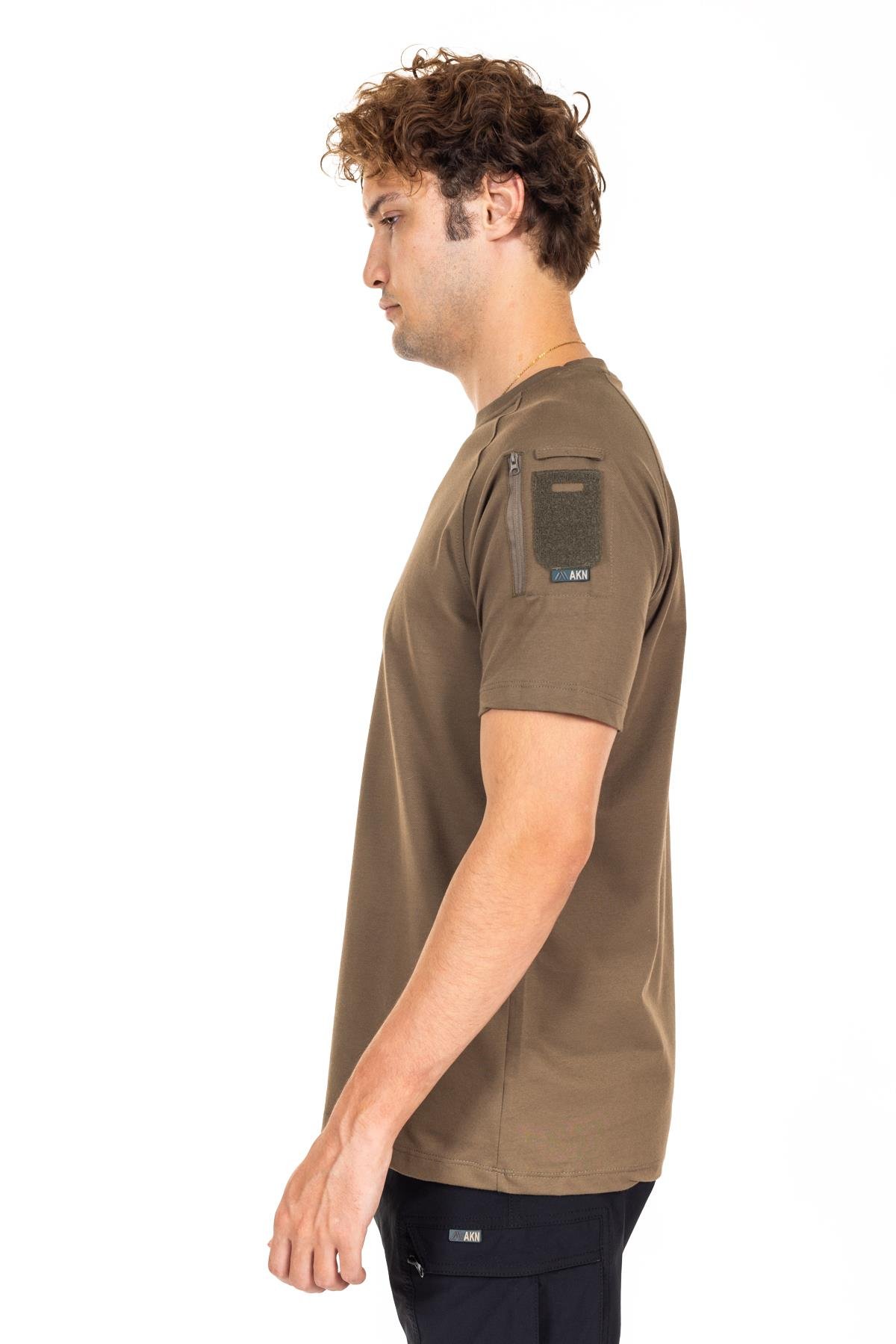 AKN BİSİKLET YAKA KISA KOLLU TAKTİK T-SHIRT-HAKİ
