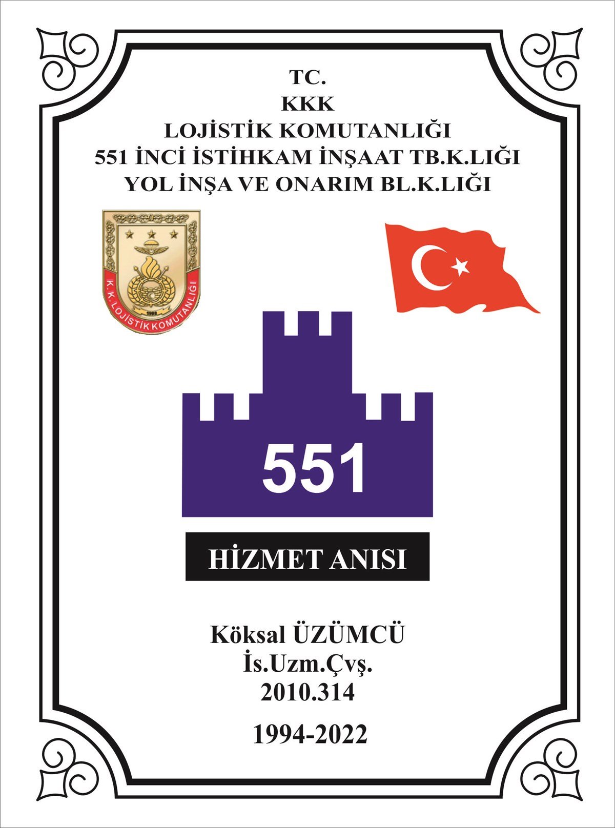 Kara Kuvvetleri İstihkam Plaket Büyük Boy
