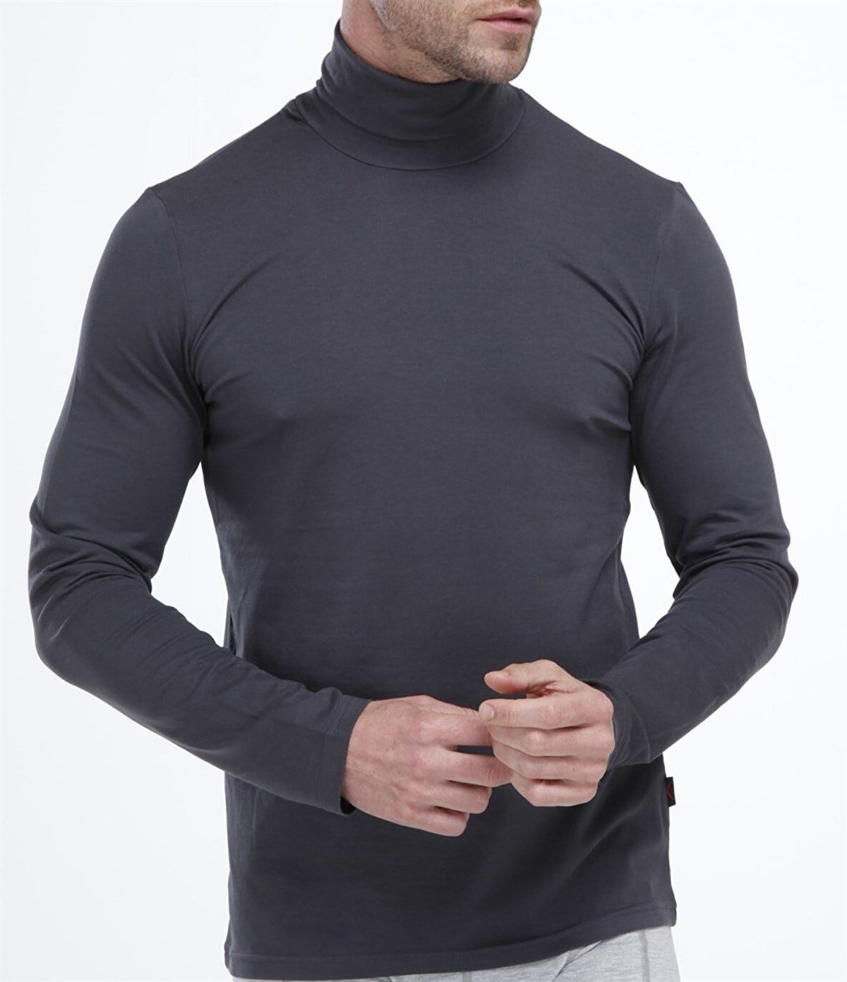 ERKEK BALIKÇI YAKA İÇİ PAMUKLU KALIN KIŞLIK ANTRASİT BODY TSHIRT