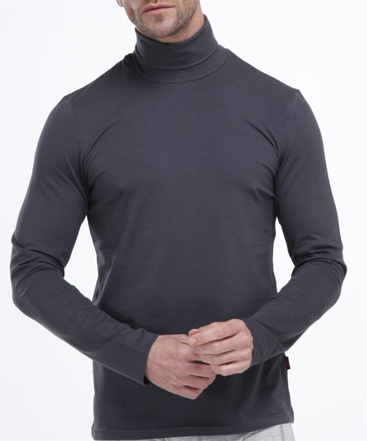 ERKEK BALIKÇI YAKA İÇİ PAMUKLU KALIN KIŞLIK ANTRASİT BODY TSHIRT