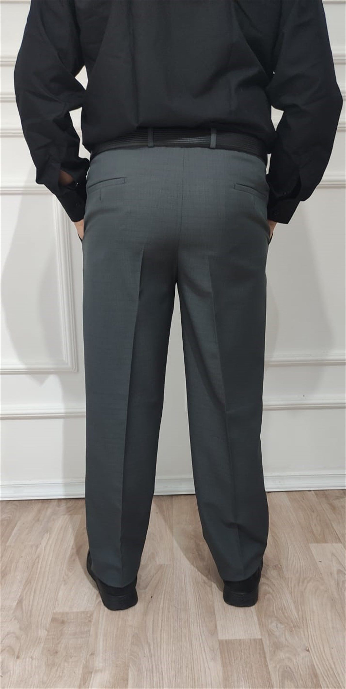 ERKEK KLASİK KESİM KOYU HAKİ YEŞİL KUMAŞ PANTOLON