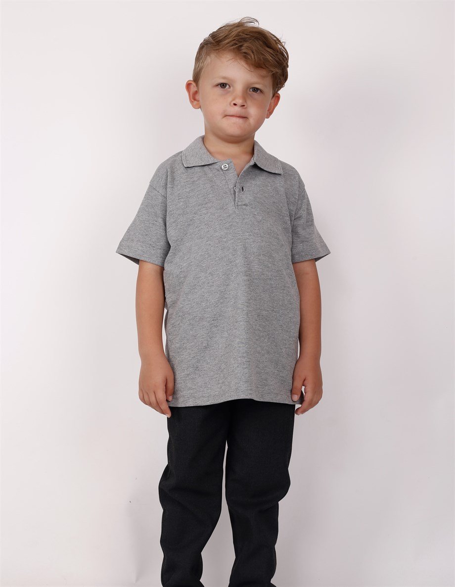 UNISEX ÇOCUK KISA KOL NORMAL KALIP COMFORT POLO YAKA DÜZ RENK OKUL PENYE LAKOST T-SHIRT
