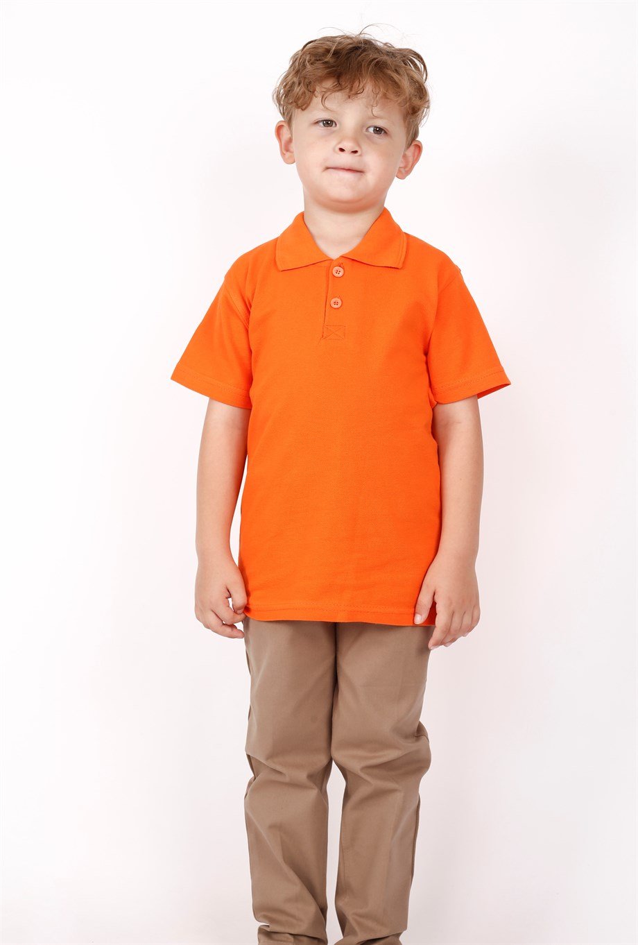 UNISEX ÇOCUK KISA KOL NORMAL KALIP COMFORT POLO YAKA DÜZ RENK OKUL PENYE LAKOST T-SHIRT