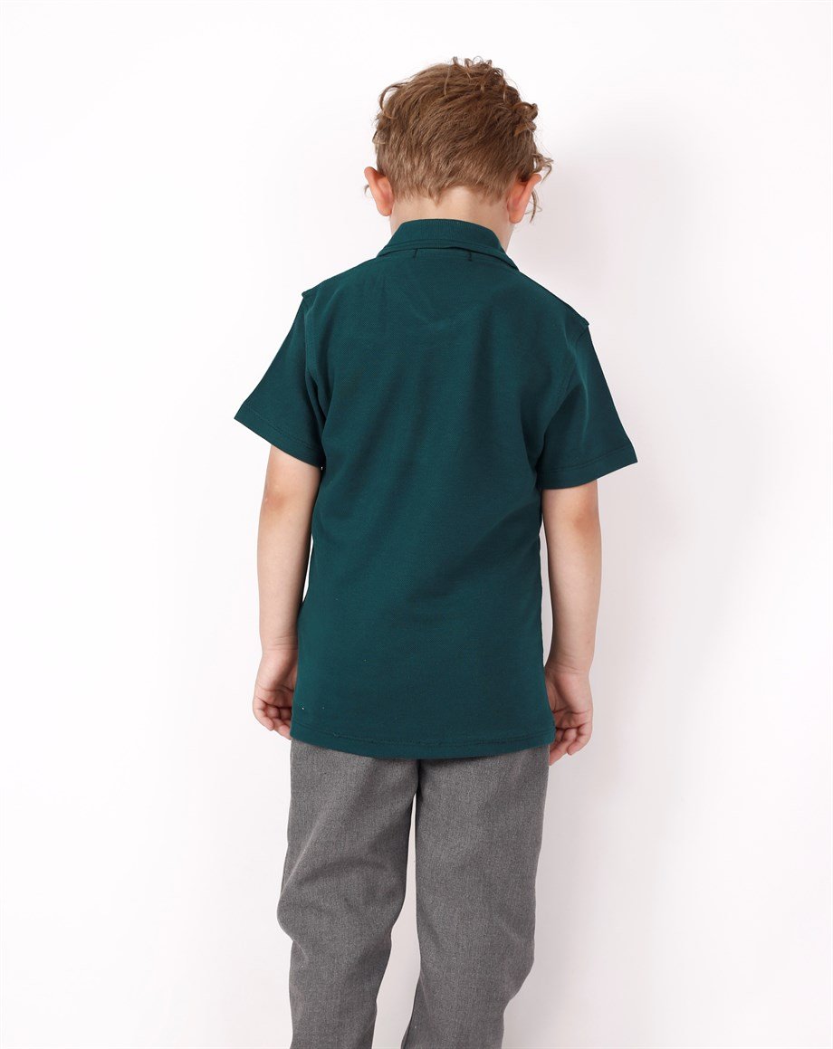 UNISEX ÇOCUK KISA KOL NORMAL KALIP COMFORT POLO YAKA DÜZ RENK OKUL PENYE LAKOST T-SHIRT