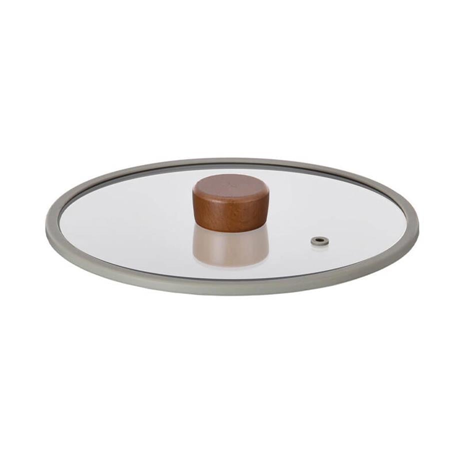 Fika 22 cm Gri Düz Silikon Çerçeveli Cam Kapak