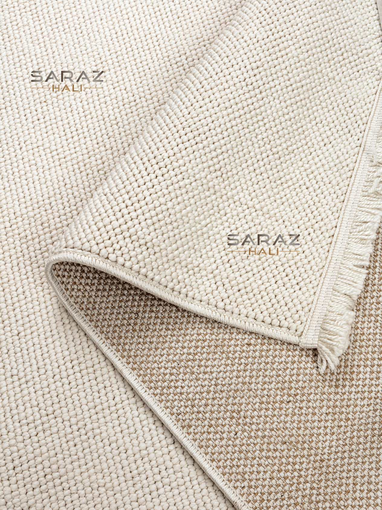 Saraz HalıSARAZ HALISARAZ HALI Bohem Coton Halı Beyaz Modern Tek Renk Coton