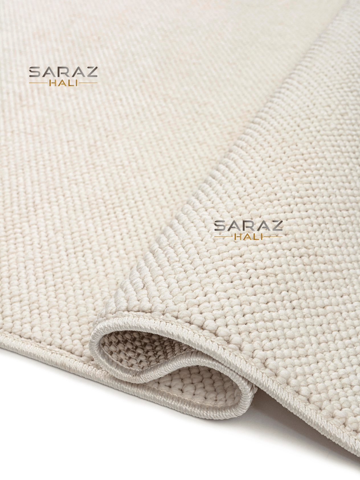 Saraz HalıSARAZ HALISARAZ HALI Bohem Coton Halı Beyaz Modern Tek Renk Coton
