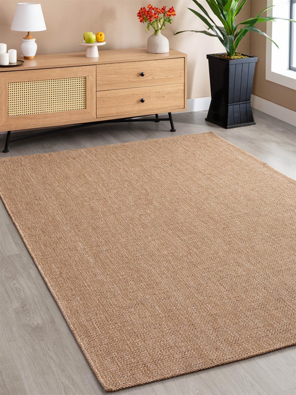SARAZ HALI Saraz Halı SRZ-0604 Jüt Tabanlı Hasır Dokuma Örme Bohem Antialerjik Halı Kilim