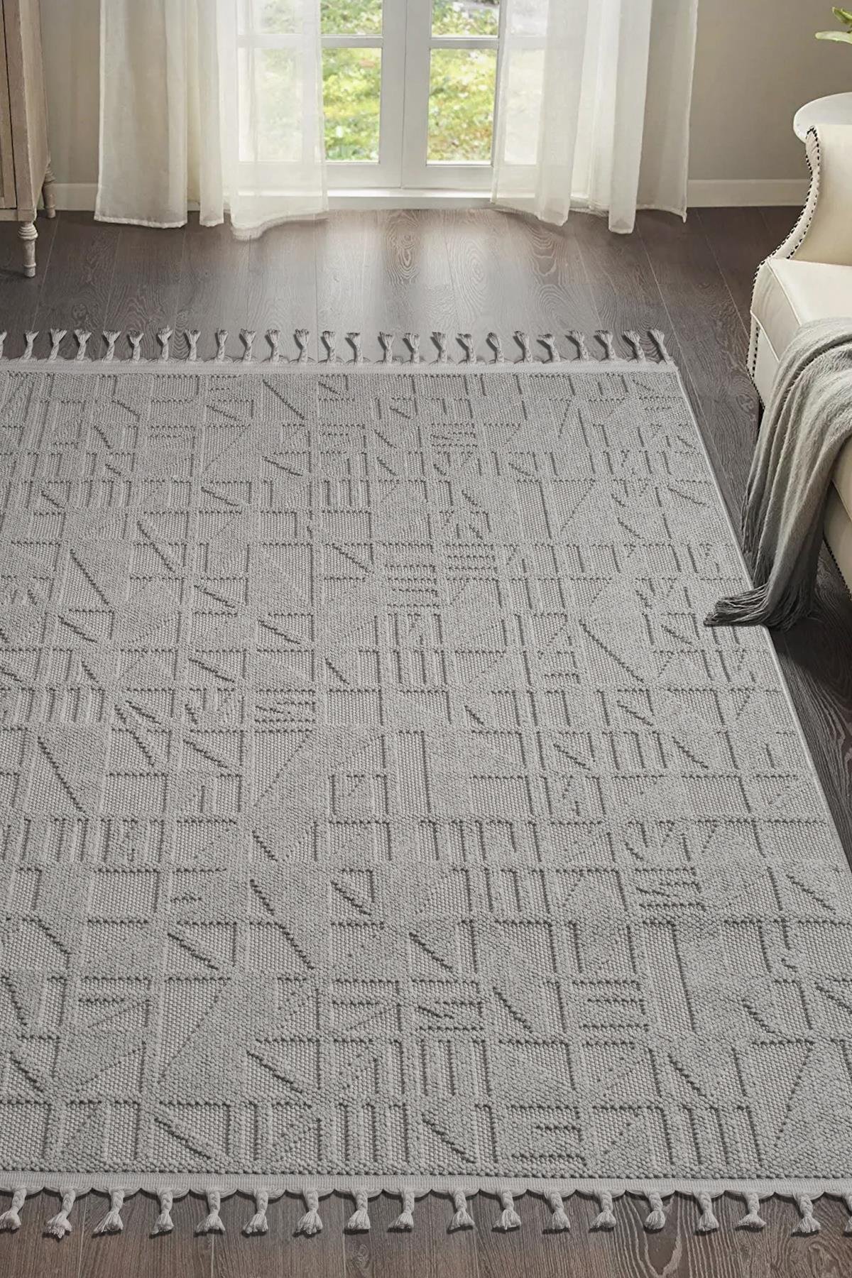 TİCİMAXSARAZ HALISaraz Halı Bukle Serisi Geometrik Desen Gri