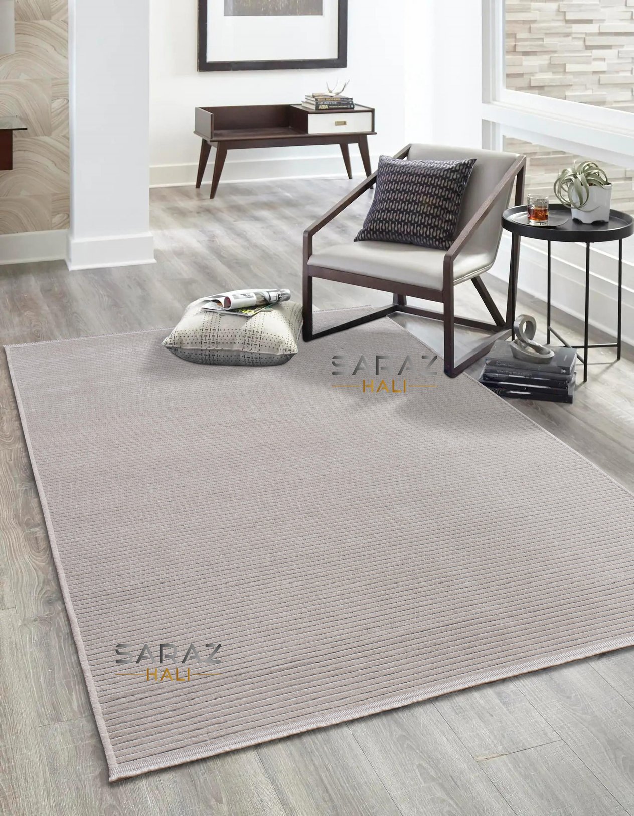 TİCİMAXSARAZ HALISaraz Halı Şönil Kilim Düz Desen Krem