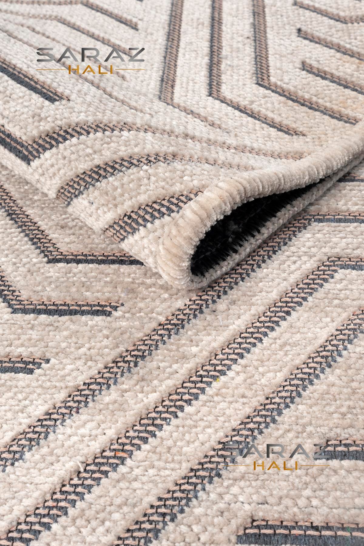 TİCİMAXSARAZ HALIŞönil Dokuma Kayma Yapmaz Makinede Yıkanabilir Leke Tutmaz Kesme Bohem Kilim Vizon